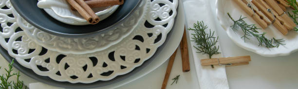 istock Preparations about arranging the table for winter holidays. Winter decoration, DIY 1160596814