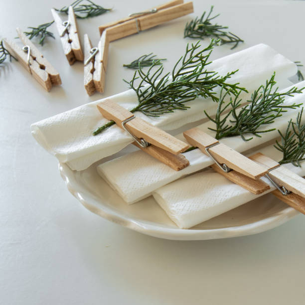 istock Preparations about arranging the table for winter holidays. Winter decoration, DIY 1160596863