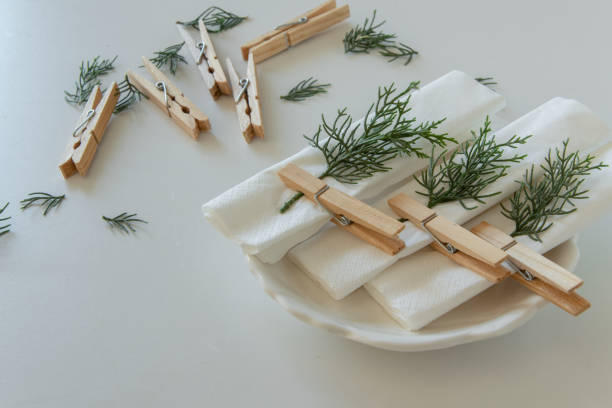istock Preparations about arranging the table for winter holidays. Winter decoration, DIY 1160596882