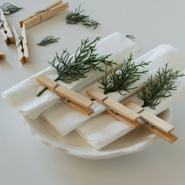 istock Preparations about arranging the table for winter holidays. Winter decoration, DIY 1160596886