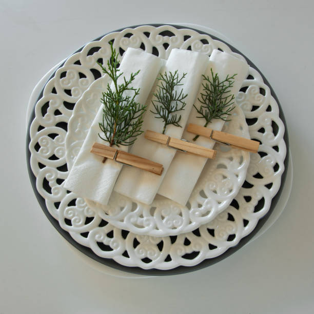 istock Preparations about arranging the table for winter holidays. Winter decoration, DIY 1160596893