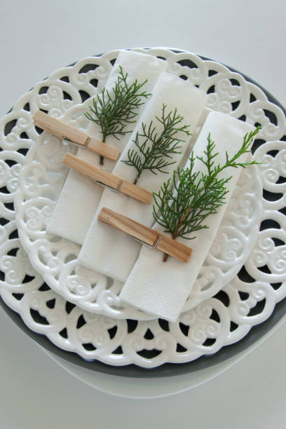 istock Preparations about arranging the table for winter holidays. Winter decoration, DIY 1160596896