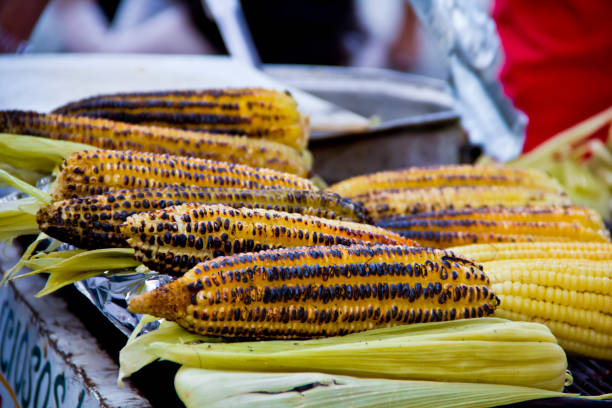 roasted corn - char grilled imagens e fotografias de stock