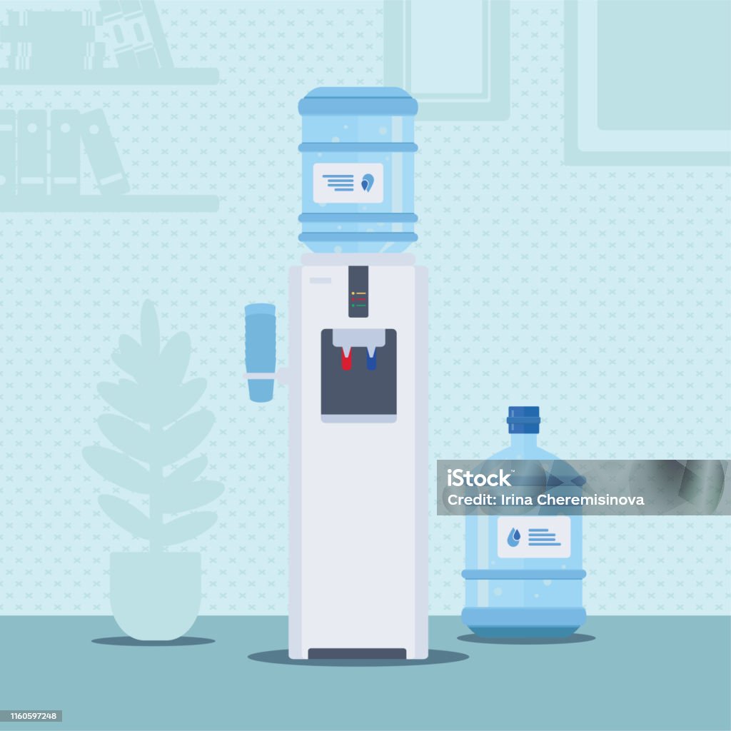 Office Water Cooler Flat Vector Illustration Stock Illustration - Download  Image Now - Water Cooler, Water, Office - iStock