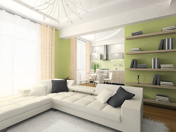 istock Interior of modern apartment 3D rendering 116059746