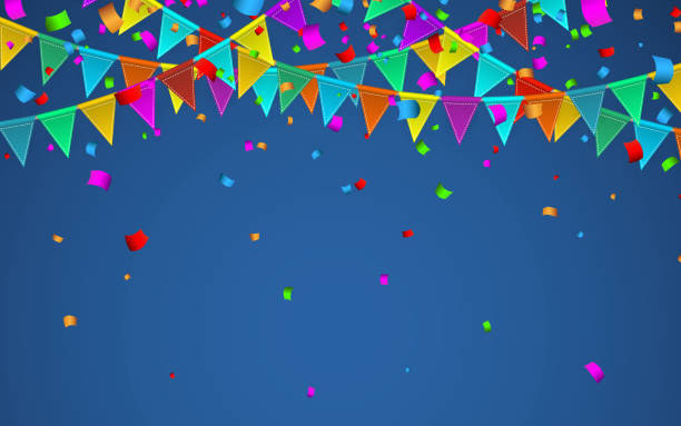 istock Colorful confetti. Celebration carnival. Party background with flags. Luxury greeting card. Vector illustration 1160598611