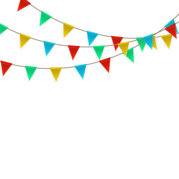 istock Celebration carnival. Party background with flags. Luxury greeting card. Vector illustration 1160598880