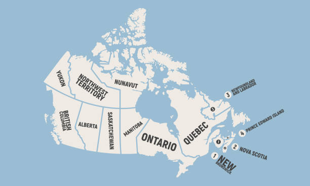 ilustraciones, imágenes clip art, dibujos animados e iconos de stock de mapa de canadá. mapa de carteles de canadá. provincias y territorios de canadá. estampado vintage para tipografía, camiseta, póster. ilustración vectorial - cartography canada white map