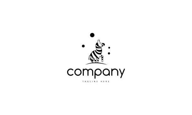 Vector illustration of Vector logo which depicts a funny zebra with a raised leg.