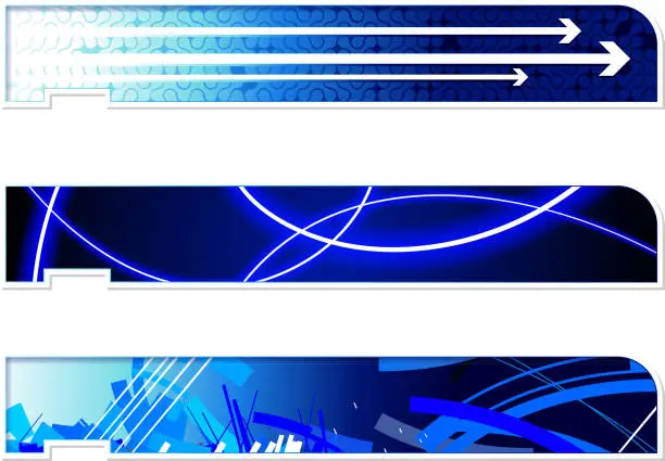 Vector illustration of three abstract header footer images