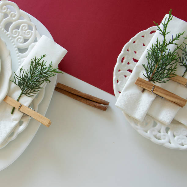 istock Preparations about arranging the table for winter holidays. Winter decoration, DIY 1160603129