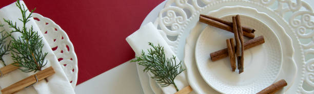 istock Preparations about arranging the table for winter holidays. Winter decoration, DIY 1160603130