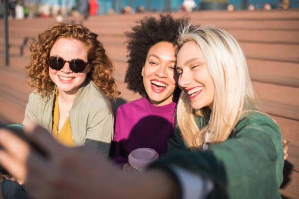 istock Girls making selfie and smiling 1160603155