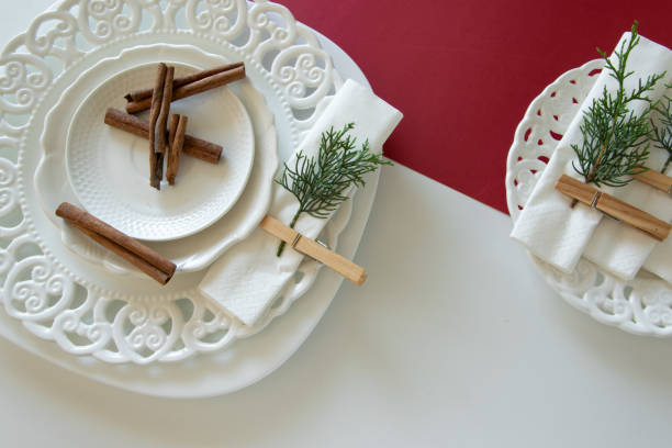 istock Preparations about arranging the table for winter holidays. Winter decoration, DIY 1160603163