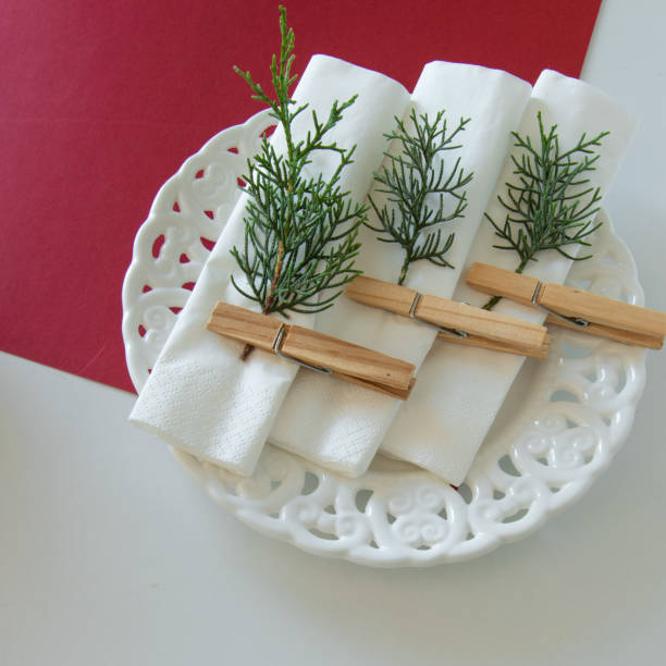 istock Preparations about arranging the table for winter holidays. Winter decoration, DIY 1160603165