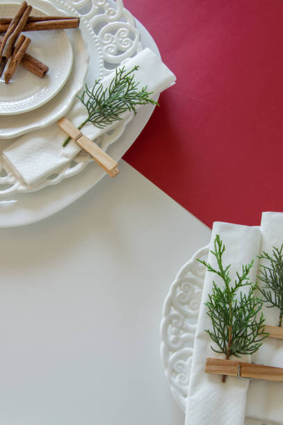 istock Preparations about arranging the table for winter holidays. Winter decoration, DIY 1160603170