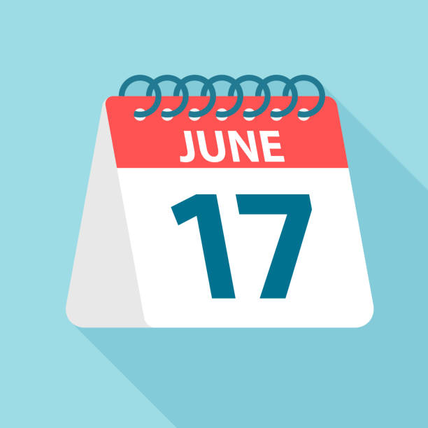 June 17 - Calendar Icon. Vector illustration of one day of month. Calendar Template June 17 - Calendar Icon - Vector Illustration Number 17 stock illustrations