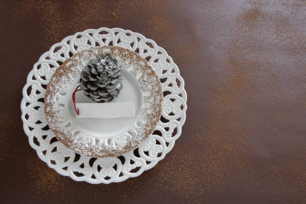 Preparations about arranging the table for winter holidays. Winter decoration, DIY