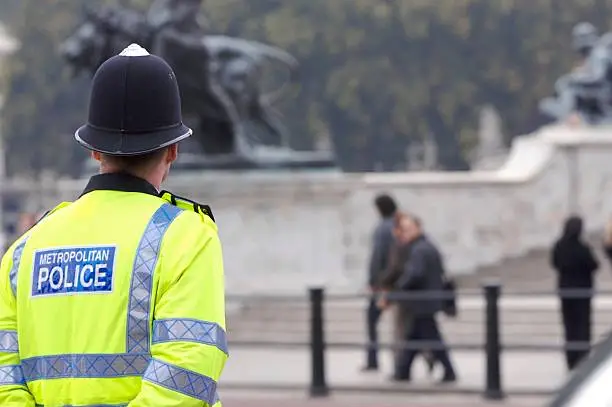 Photo of A British cop standing guard at Buckingham Palace