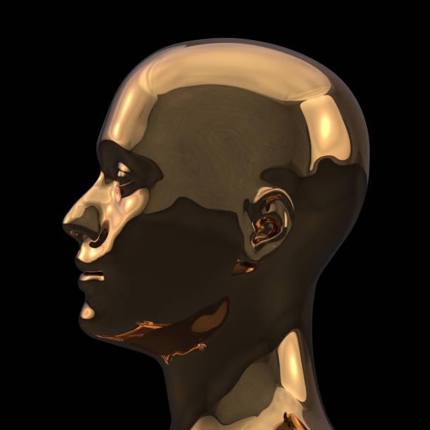 istock 3d illustration of golden man head silhouette stylized metallic 1160607974