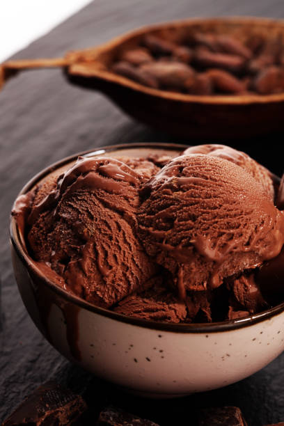istock Chocolate coffee ice cream ball in a bowl. ice cream scoop 1160609268
