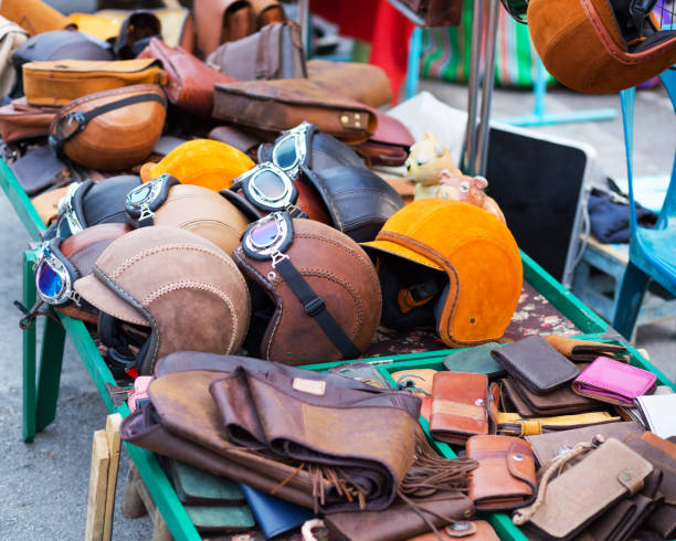 istock Leather thai helmets, bags and wallets 1160609522
