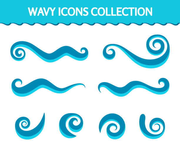 волновые значки и простые завитки - swirl vector decoration stencil stock illustrations