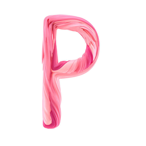 Alphabet candy twisted style art and illustration letter P. 3D rendering
