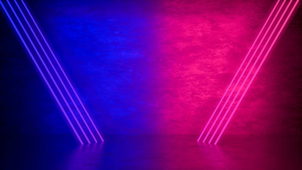 istock Ultraviolet Neon Laser Glowing Triangle Lines, Light Tunnel, Abstract 3D Background 1160611938