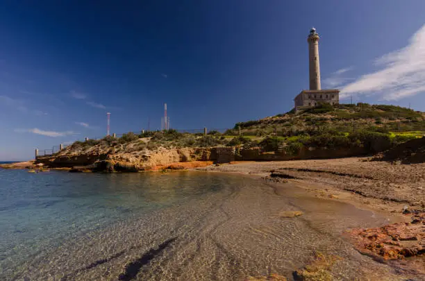 Photo of Faro de Cabo de Palos, located on a small peninsula in Cartagena (Murcia) Spain