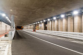 Famous Grand Prix open-wheel single-seater racing car tunnel of Monte-Carlo at Monaco in the night.