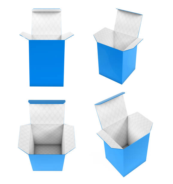 istock Blue high box. Set of open cartons with white inside. 3d rendering illustration isolated 1160617630