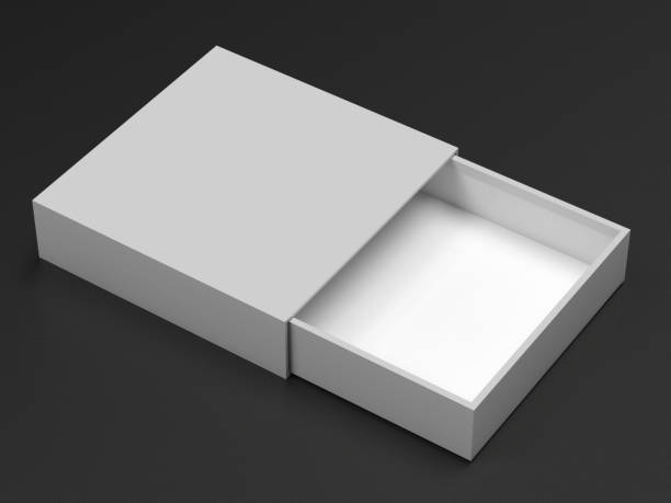 istock Slider box. Gray blank open box mock up. On black background. 3d rendering illustration 1160617683