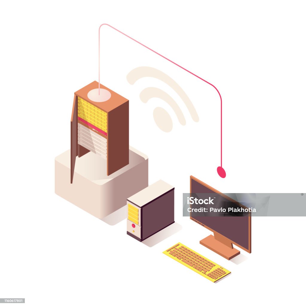 Wireless Connection Graphics Wifi Wireless Connection Vector Isometric Illustration Computer ...