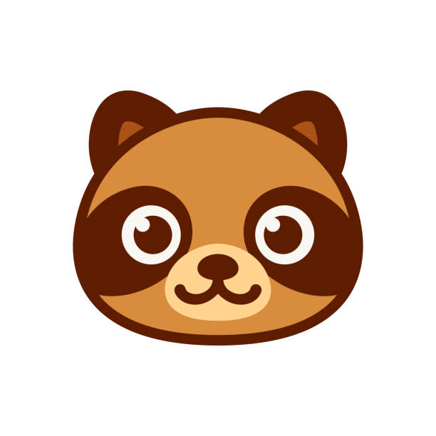 тануки мультяшный лицо - raccoon dog stock illustrations