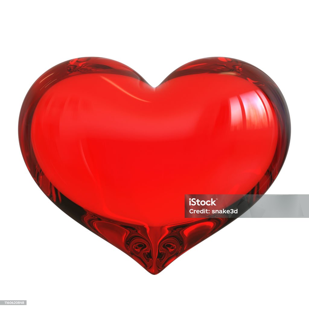3d Illustration Of Red Heart Shape Love Symbol Glass Translucent ...