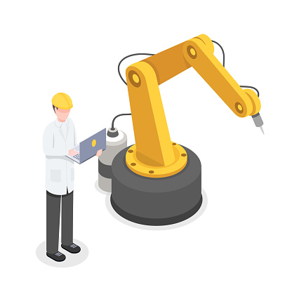 Coder Programmer Controlling Robotic Arm Manually Robotics Cybernetics ...