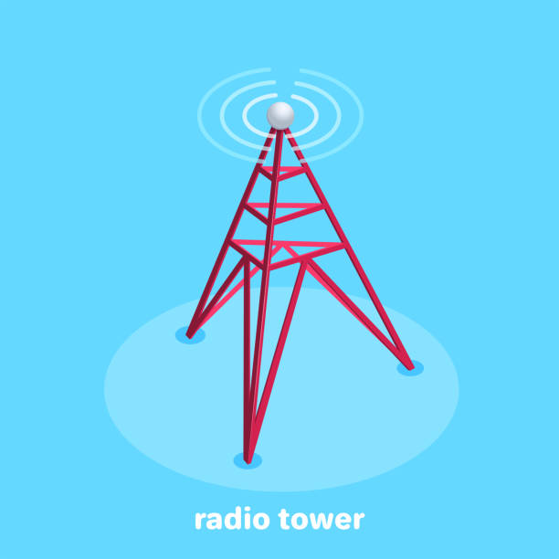 ilustrações de stock, clip art, desenhos animados e ícones de radio tower - tower isometric communications tower antenna