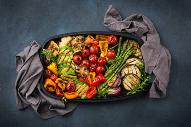 istock Seasonal summer grilled vegetables in a pan 1160623308
