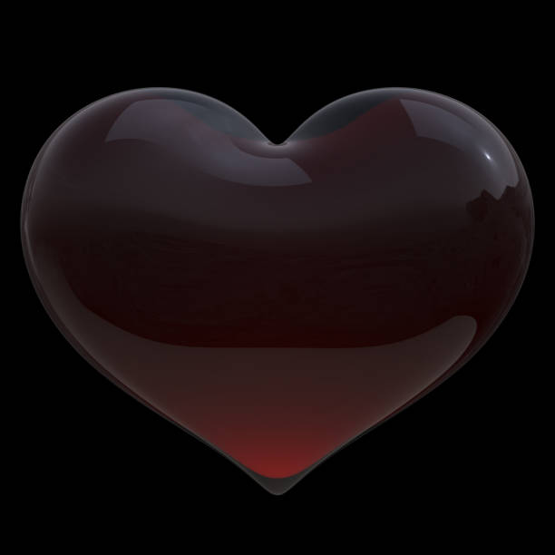 Red glass heart on a red background. Valentine's day romantic concept. 3d render illustration.
