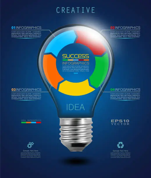 Vector illustration of Idea Light Bulb with Infographic Diagram