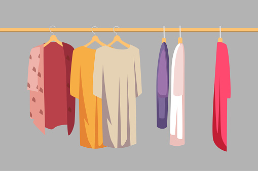 Clothes on hanger flat vector illustration