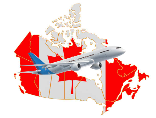 Flights to Canada, travel concept. 3D rendering isolated on white background