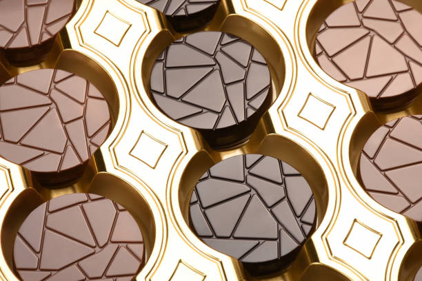 istock Chocolate box, circle shape dark and milk chocolate in a box 1160626600