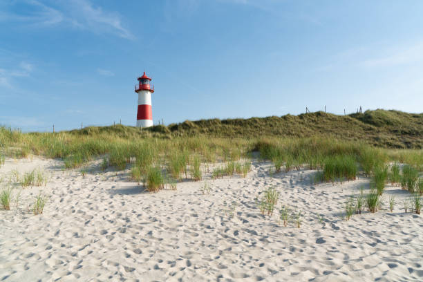 istock Lighthouse red white on dune. Sylt island – North Germany. 1160627633