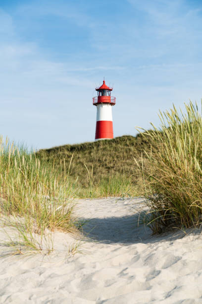istock Lighthouse red white on dune. Sylt island – North Germany. 1160628063