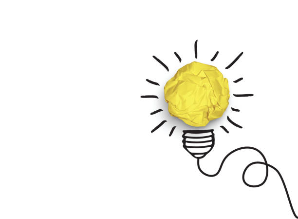 Concept of idea and innovation with paper ball vector Concept of idea and innovation with paper ball, isolatend on white background, in vector format drawing of metaphor stock illustrations