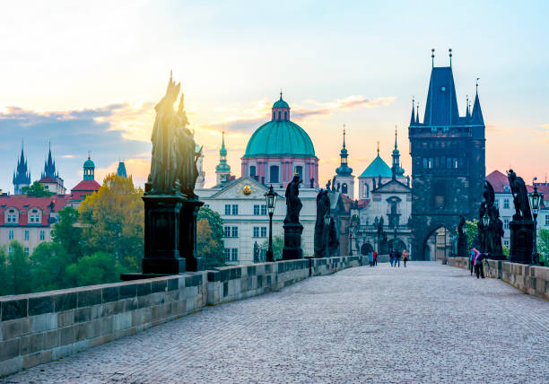 istock Charles Bridge (Karluv Most) and Prague architecture at sunrise, Czech Republic 1160629004