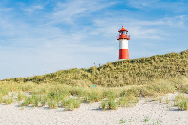 istock Lighthouse red white on dune. Sylt island – North Germany. 1160629081