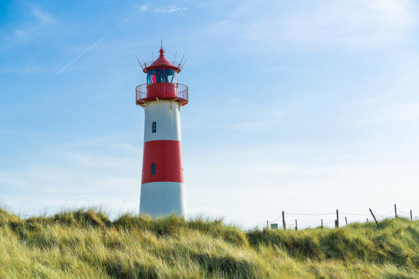 istock Lighthouse red white on dune. Sylt island – North Germany. 1160630388